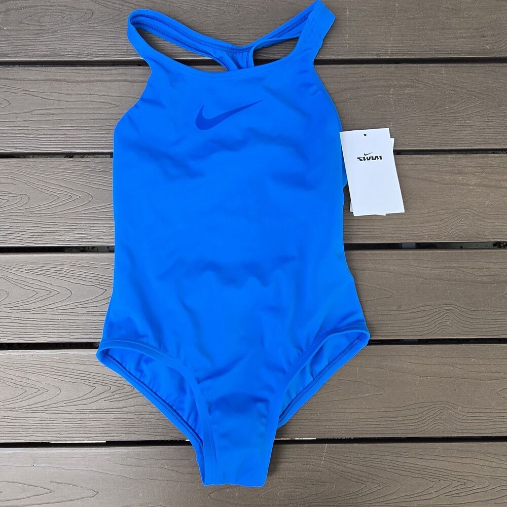 Nike Swim Girl's Solid Royal Racerback Swimsuit NESSB711 Size XL New